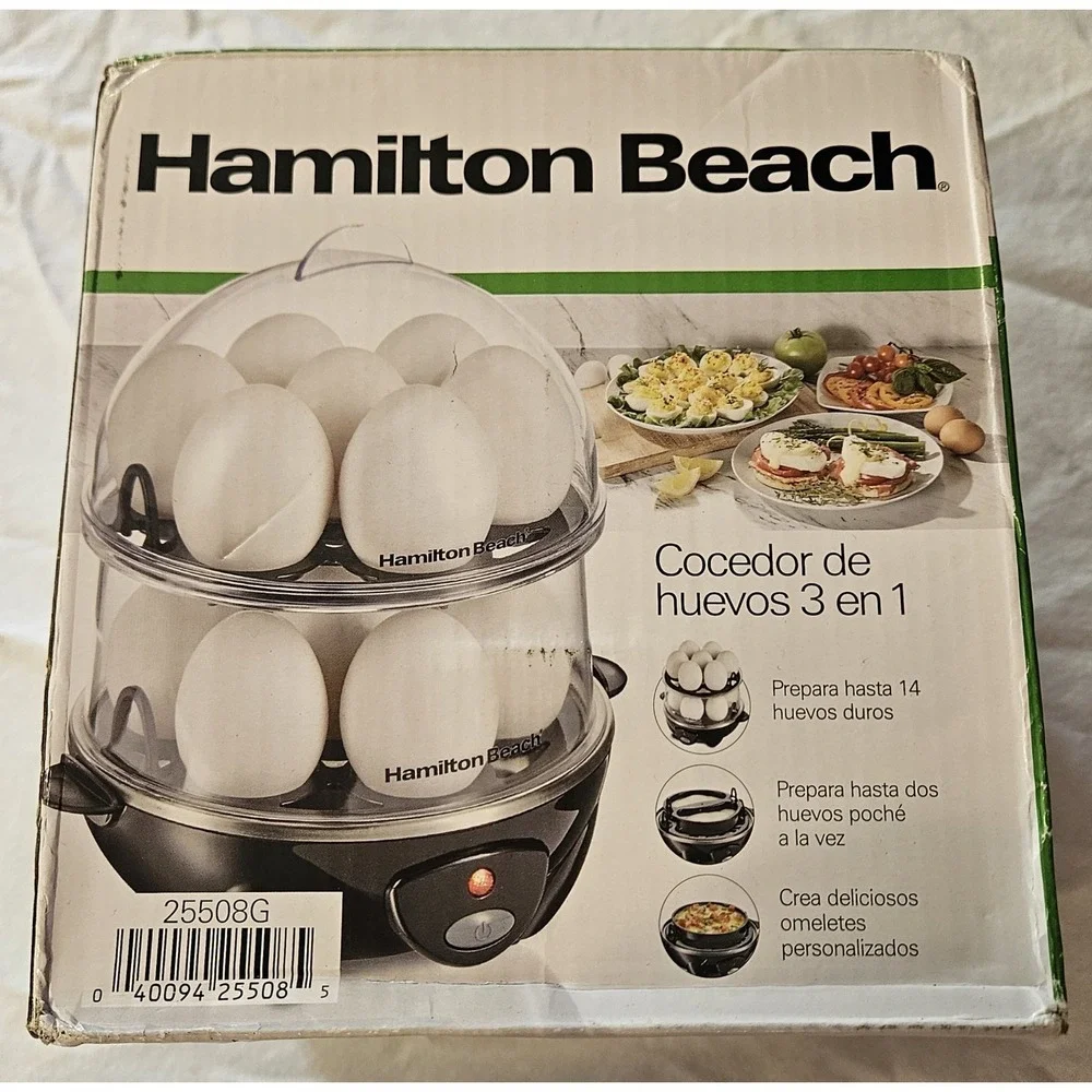 Hamilton Beach Egg Cooker 25508G 3-in-1 Hard Boiled Poacher Omelet Maker NEW...